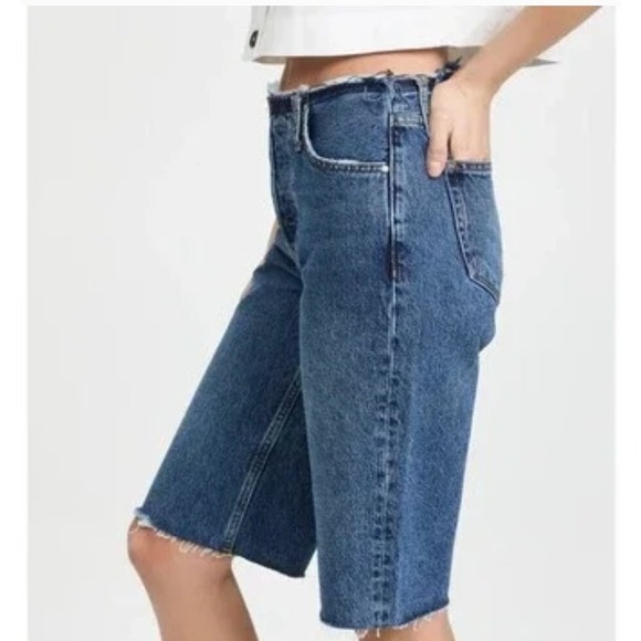 Anine Bing Gavin 1999 Denim Jean‎ Ripped Shorts Cutoff 90s Blue Bermuda Wide Leg - Picture 3 of 15